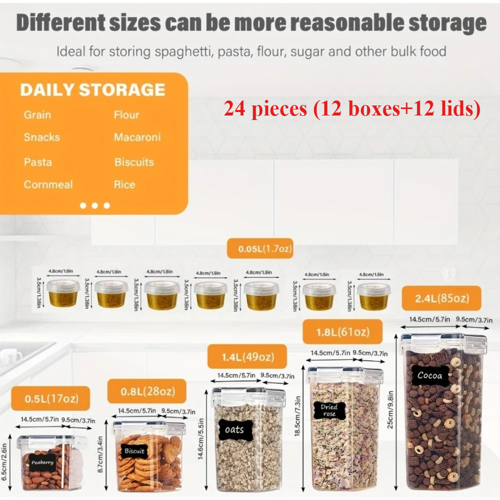 24Pcs Food Storage Containers  - Kitchen Appliances Gift のレビューと価格
