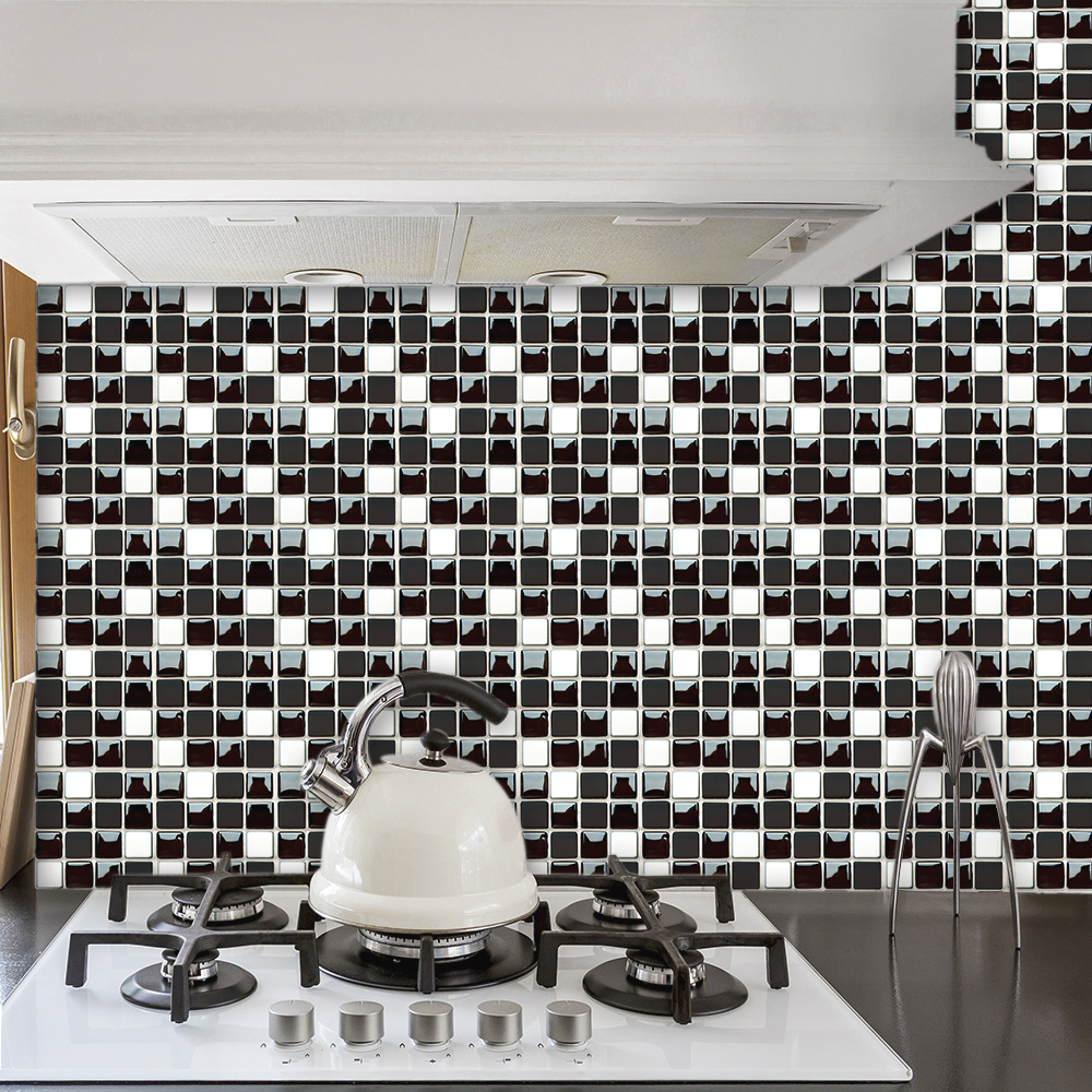 Black & White Marble Mosaic Ti - Kitchen Appliances In White のレビューと価格