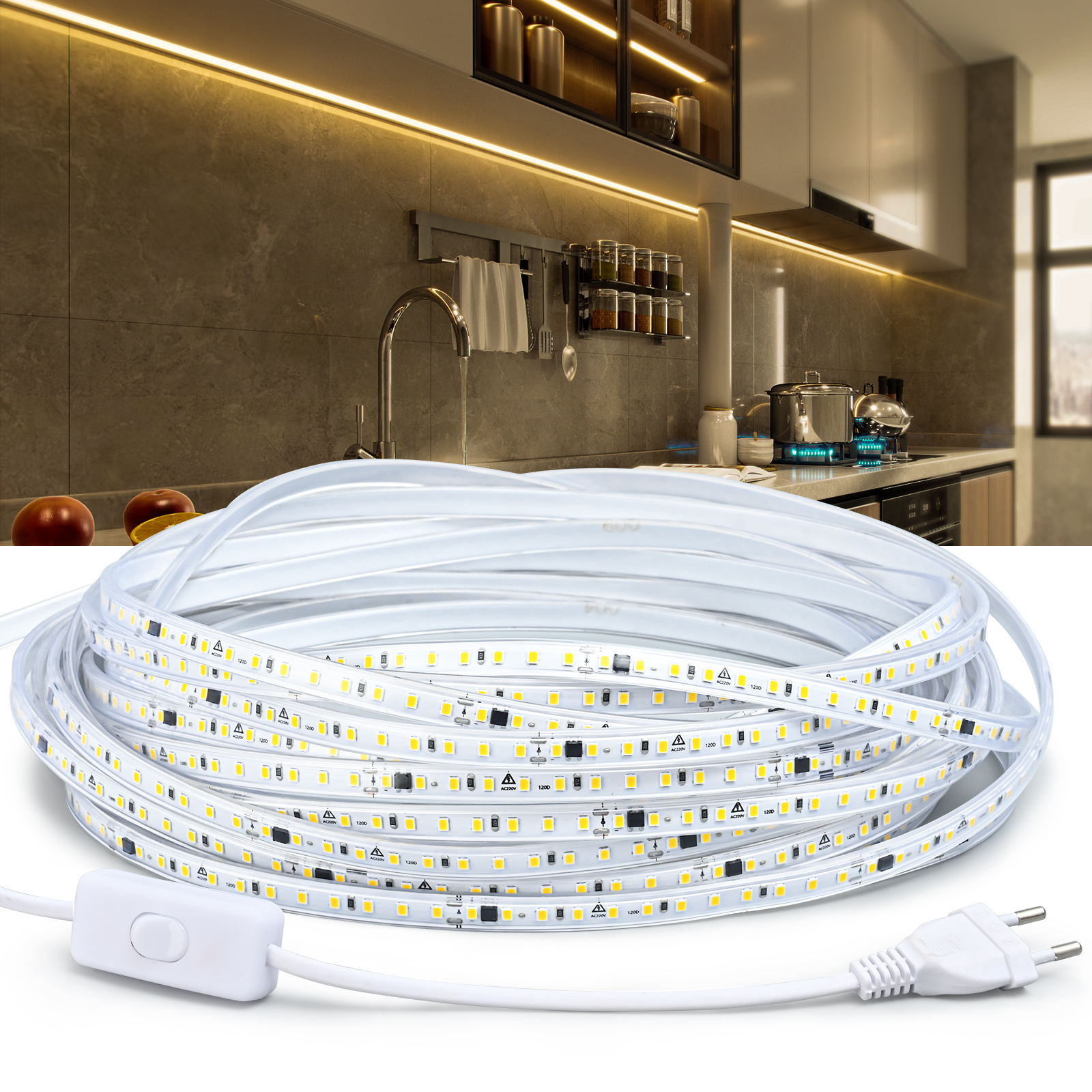 220V Waterproof LED Strip Ligh - Kitchen Appliances In White のレビューと価格