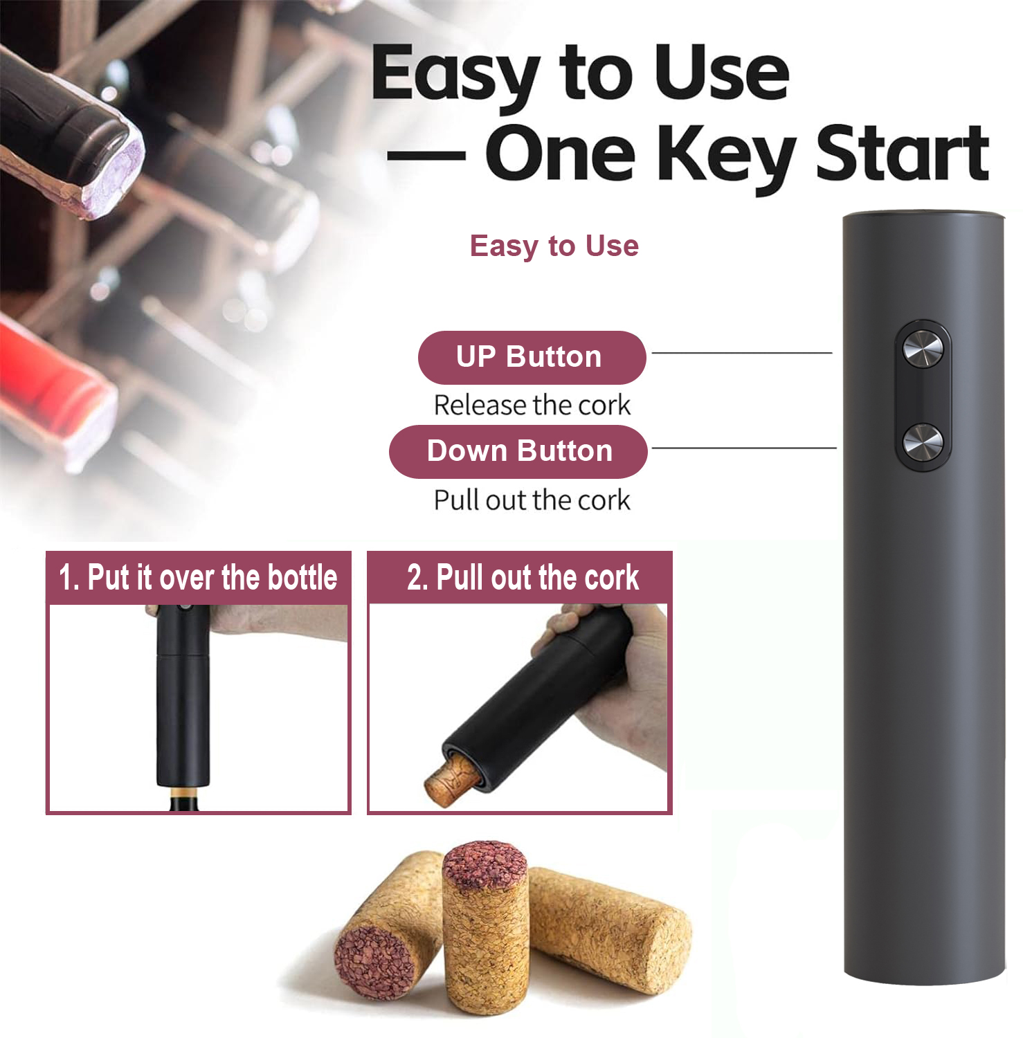 Electric Wine Opener, Black Co - Wine Opener Electric のレビューと価格
